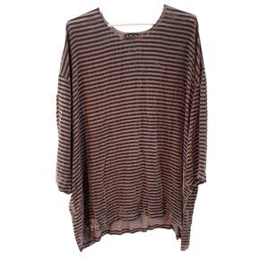 Hebbeding tunic top womens size 1 (vanity) striped velvet semi sheer silk blend